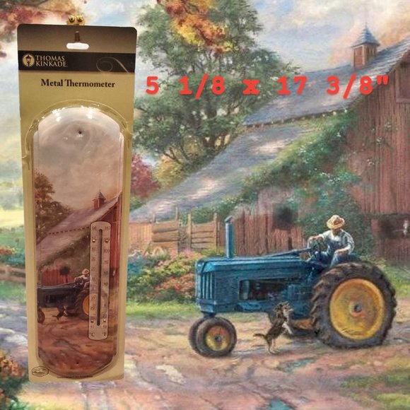 "Thomas Kinkade Summer Farm" - Retro Large Metal Thermometer - Indoor/Outdoor - Picture 1 of 8